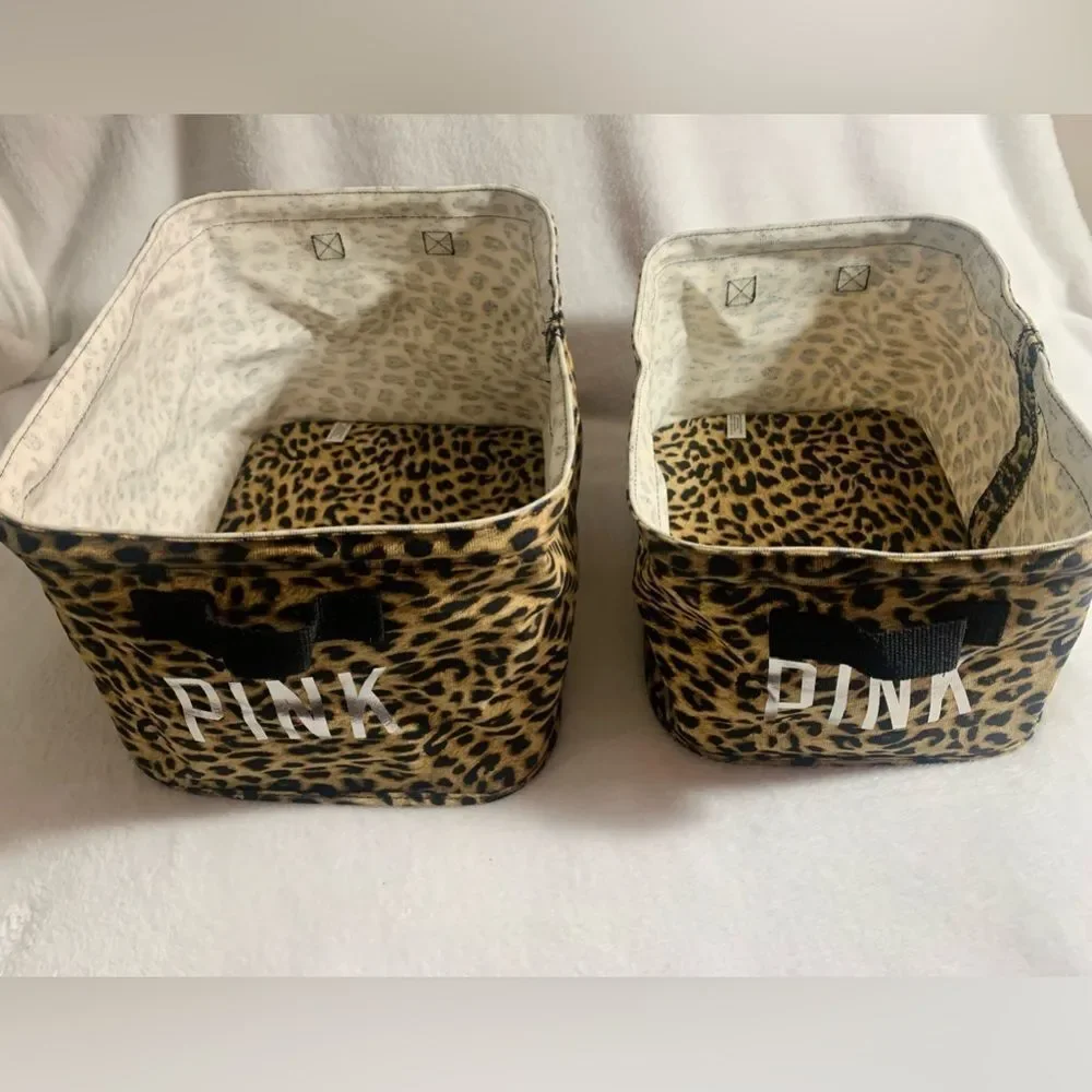 PINK VS CHEETAH STORAGE BINS SETS OF 2